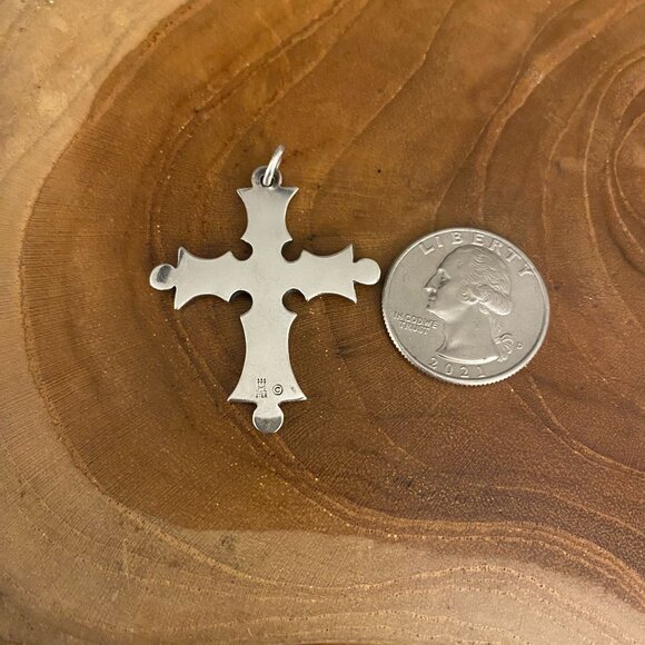 RETIRED James Avery Hammered Cross with Bells, Sterling Silver - Picture 2 of 2